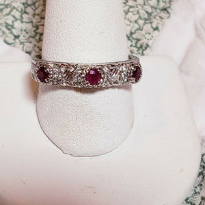 Judith Ripka Sterling Silver Size 6 Ruby & CZ Ring